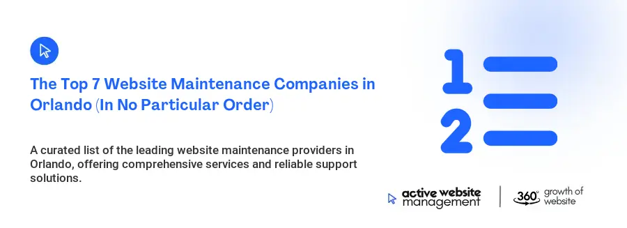 The Top 7 Website Maintenance Companies in Orlando (In No Particular Order)
