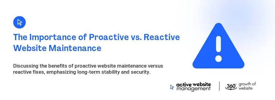 The Importance of Proactive vs. Reactive Website Maintenance The Importance of Proactive vs. Reactive Website Maintenance