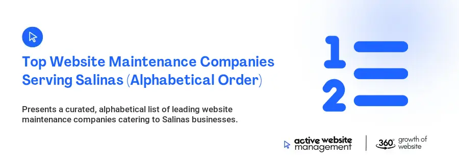 Top Website Maintenance Companies Serving Salinas (Alphabetical Order)