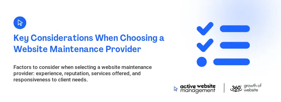 Key Considerations When Choosing a Website Maintenance Provider