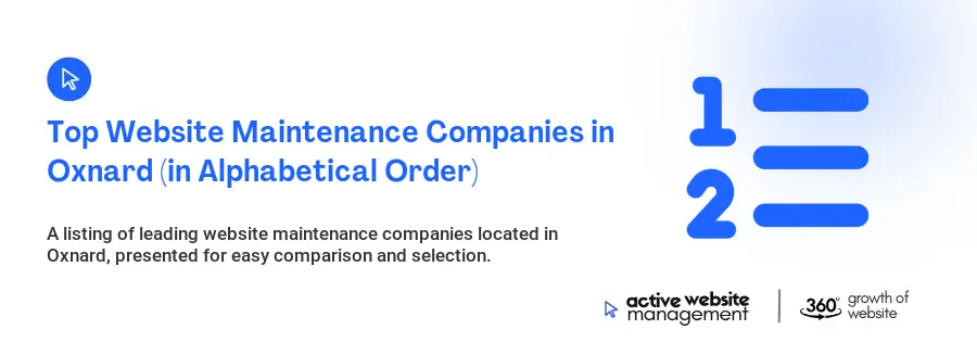 Top Website Maintenance Companies in Oxnard (in Alphabetical Order)