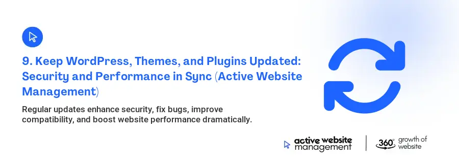 9. Keep WordPress, Themes, and Plugins Updated: Security and Performance in Sync (Active Website Management)