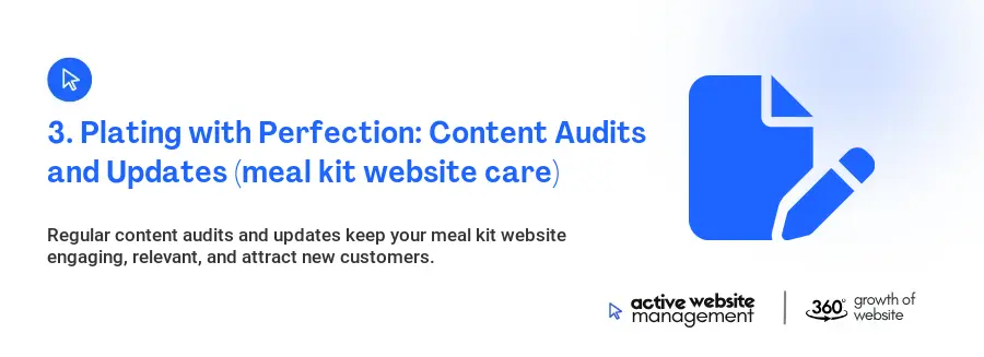 3. Plating with Perfection: Content Audits and Updates (meal kit website care)