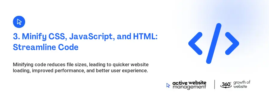 3. Minify CSS, JavaScript, and HTML: Streamline Code