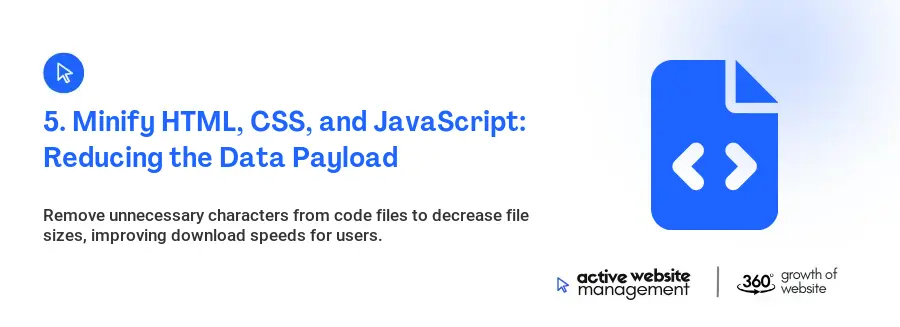 5. Minify HTML, CSS, and JavaScript: Reducing the Data Payload