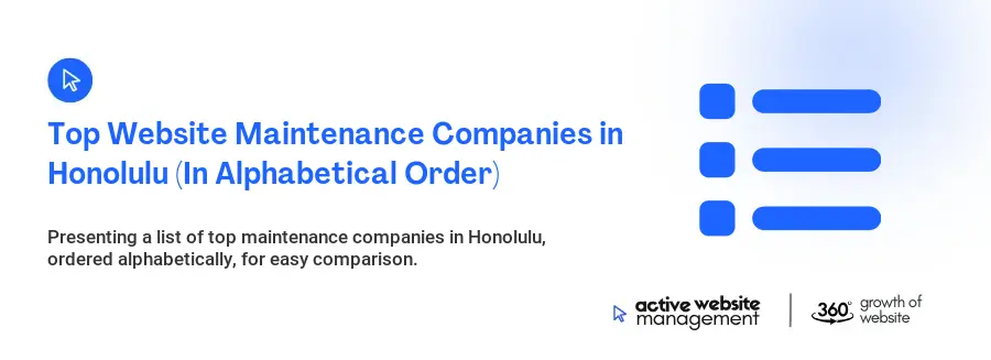Top Website Maintenance Companies in Honolulu (In Alphabetical Order)