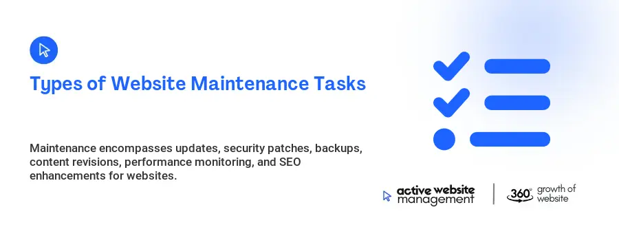 Types of Website Maintenance Tasks Types of Website Maintenance Tasks