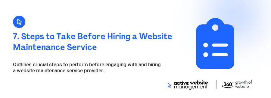 7. Steps to Take Before Hiring a Website Maintenance Service